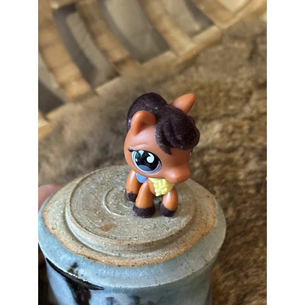 Flocked Authentic Littlest Pet Shop LPS - Horse #627 Mane Pony‎ Brown Award